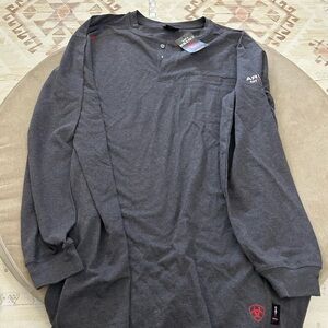 Ariat FR Men's Charcoal Henley Long Sleeve Tee